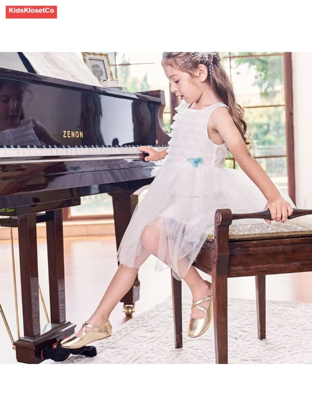 Toddler Girls Ballerina Flat Mary Jane Dress Shoes Microfiber Non-Slip